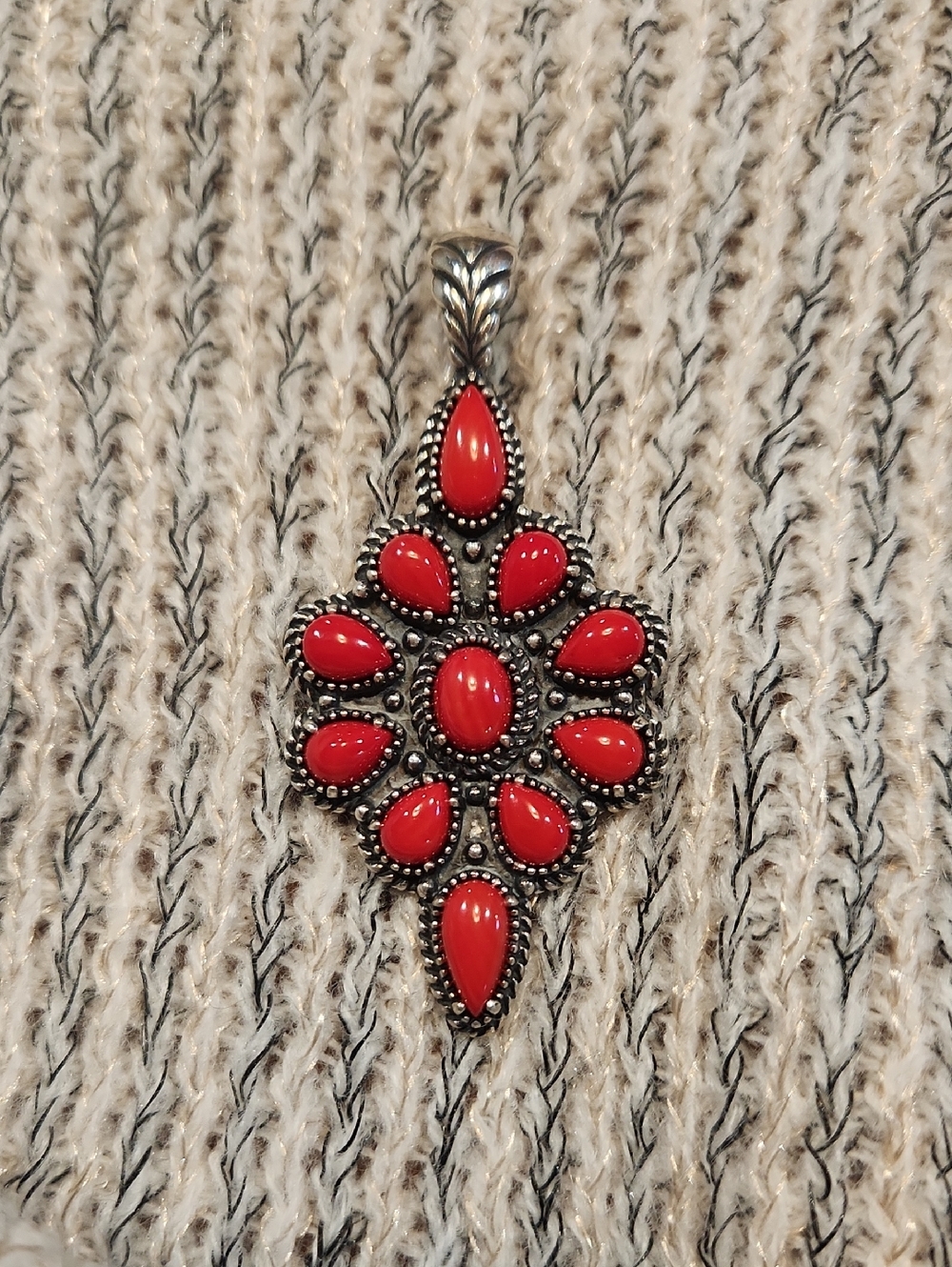 Carolyn Pollack American West Silver-Tone Pendant with Red Cabochons